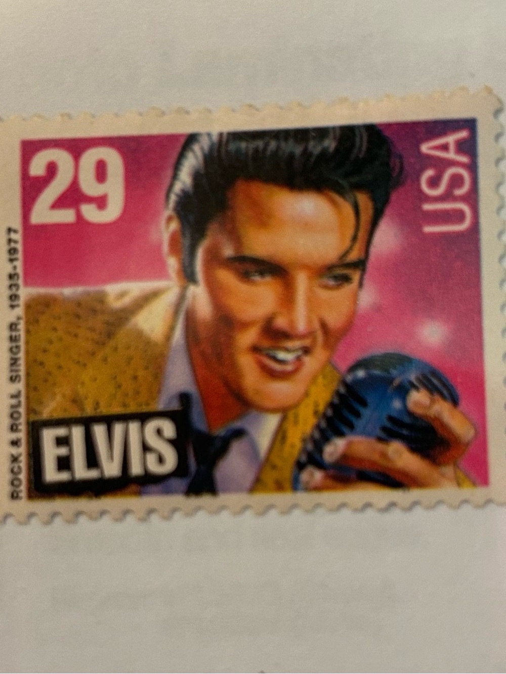 Elvis Presley Collectible Stamp Art Print - Pink, Yellow, Blue